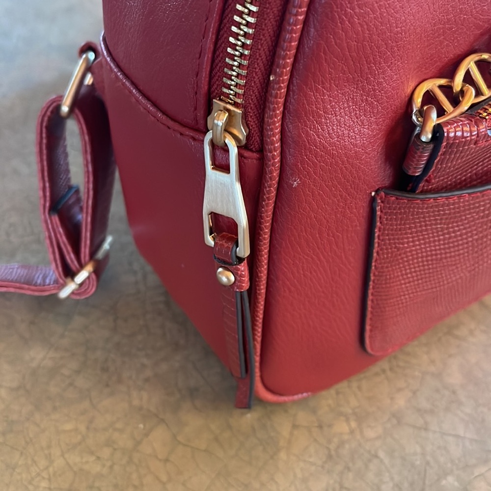 Red Faux Leather Women's Mini Backpack Purse - Picture 3 of 6